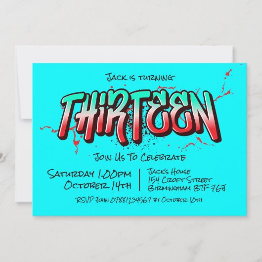 Graffiti brillant Treize Invitation (Devant)