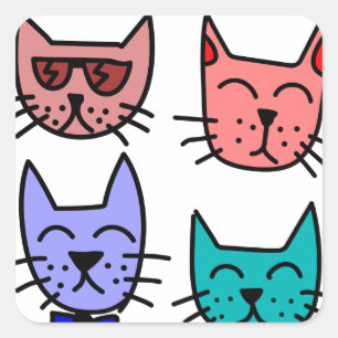 Graffiti Cats Vierkante Sticker