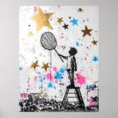 Graffiti Child Catching Stars - Stedelijke kunst i Poster (Voorkant)