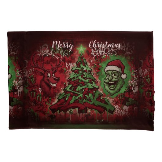 Graffiti Christmas Pillowcase Standard Size Kussensloop (Voorkant)