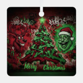 Graffiti Christmas Square Metal Ornament (Voorkant)