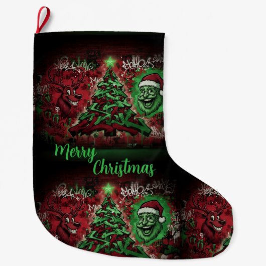 Graffiti Christmas Stocking 12x20 Grote Kerstsok (Voorkant)