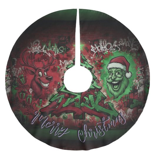 Graffiti Christmas Tree Skirt 44" Kerstboom Rok (Voorkant)