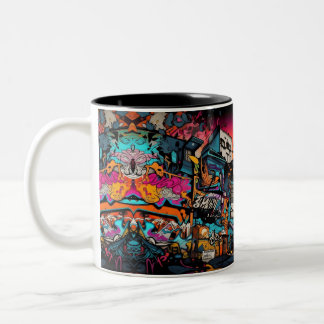 Graffiti Cityscape voor een levendige, streetsgewi Tweekleurige Koffiemok