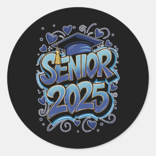 Graffiti CL van 2025 Senior 2025 Afstuderen Terug Ronde Sticker