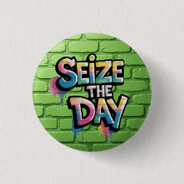 Graffiti Colorful Text Saying Seize The Day Ronde Button 3,2 Cm