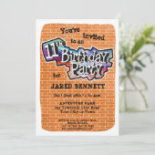 Graffiti cool Art 11e anniversaire Invitation de f (Debout devant)