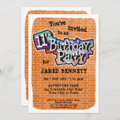 Graffiti cool Art 11e anniversaire Invitation de f (Devant / Derrière)