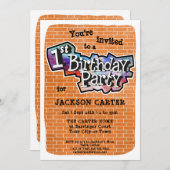 Graffiti cool Art 1er Anniversaire Fête Invitation (Devant / Derrière)