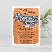 Graffiti cool Art 4e anniversaire Invitation de fê (Debout devant)