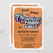 Graffiti cool Art 7e anniversaire Invitation de fê (Devant / Derrière)