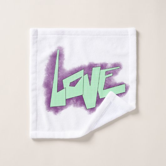 graffiti d'amour violet vert menthe typographie po (Gant de toilette)