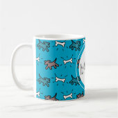 Graffiti de chien Style Nom personnalisé Mug bleu (Gauche)