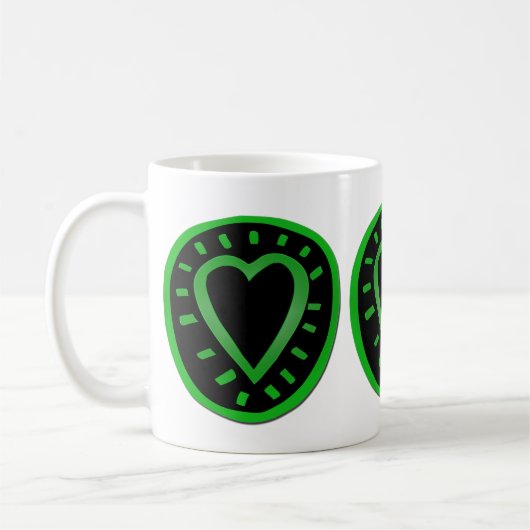 Graffiti de Coeur Noir Vert 2 Saint Valentin Mug (Gauche)