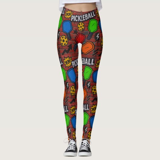 Graffiti de Pickleball Art Burst Women's Leggings (Devant)