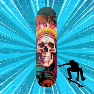 Graffiti de skateboard sur mesure Crâne amérindien