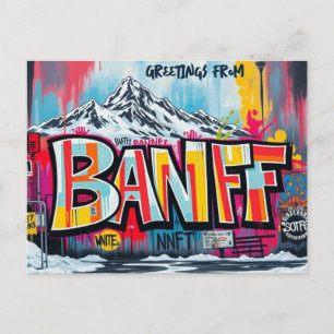 Graffiti de station de ski Banff Canada Carte post