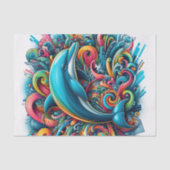 Graffiti Dolfijn Regenboog van kleuren Decoupage Tissuepapier (Voorkant)