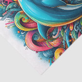 Graffiti Dolfijn Regenboog van kleuren Decoupage Tissuepapier (Detail)