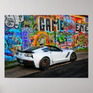 graffiti en het korvet Z06 Poster