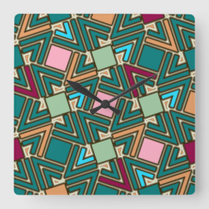 Graffiti-explosie modern geometrisch patroon  vierkante klok