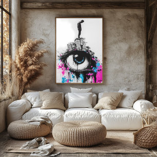 Graffiti Figuur op Stedelijke Gebouwen – Eye Stree Poster