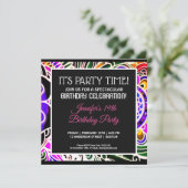 Graffiti Fleur Abstraite Invitation Anniversaire (Debout devant)