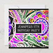 Graffiti Fleur Abstraite Invitation Anniversaire (Dos)