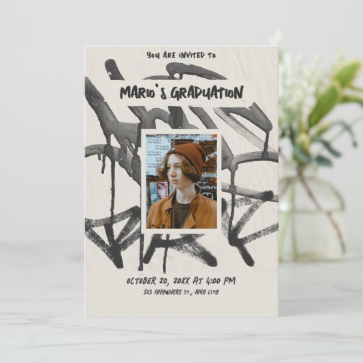  graffiti foto afstuderen kaart (Staand voorkant)