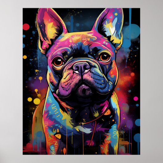 Graffiti Franse buldog Poster (Voorkant)
