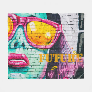 Graffiti Future is helder neonmeisje en zonnebrill Fleece Deken