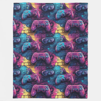 Graffiti Game Controller Urban Pattern Gamer Room Fleece Deken
