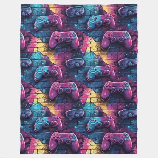Graffiti Game Controller Urban Pattern Gamer Room Fleece Deken (Voorkant)