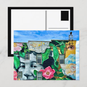 graffiti-gebouw in dubuque briefkaart