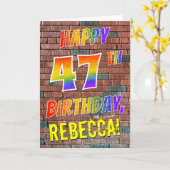 Graffiti Geïnspireerd Rainbow Look HAPPY 47TH BIRT Kaart (Gele Bloem)