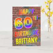 Graffiti Geïnspireerd Rainbow Look HAPPY 60TH BIRT Kaart (Gele Bloem)