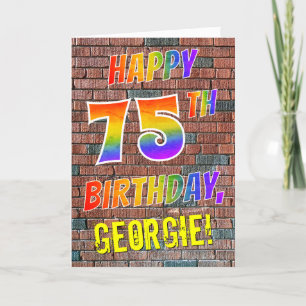 Graffiti Geïnspireerd Rainbow Look HAPPY 75TH BIRT Kaart
