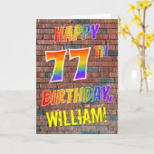 Graffiti Geïnspireerd Rainbow Look HAPPY 77TH BIRT Kaart (Gele Bloem)