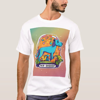Graffiti-geïnspireerde minimalistische honden T-sh T-shirt