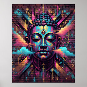 Graffiti geïnspireerde moderne kunst Mediterende Poster