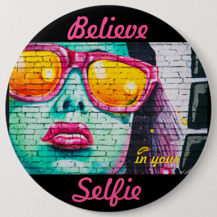 Graffiti Geloof in je Selfie-Button Ronde Button 6,0 Cm