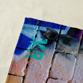 Graffiti Girl Paars Blue Eyes Monogram Strandlaken (In situ)