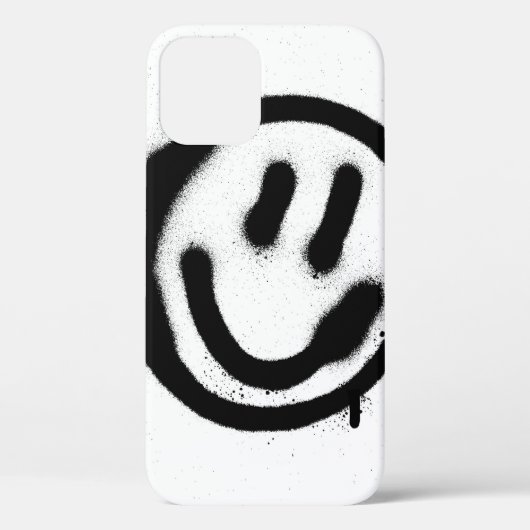 graffiti glimlachend gezicht emoticon zwart op wit Case-Mate iPhone case (Achterkant)