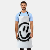 graffiti glimlachend gezicht emoticon zwart op wit schort (Gedragen)