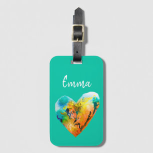 Graffiti hart waterverf kunst bagagelabel