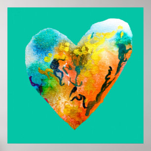 Graffiti hart waterverf kunst poster