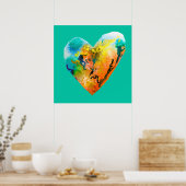 Graffiti hart waterverf kunst poster (Keuken)