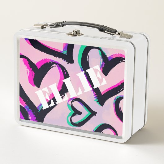 Graffiti Harten Witte Lunchbox (Voorkant)