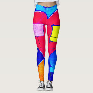 Graffiti Heart Pop Art Leggings - Bold & Vibrant