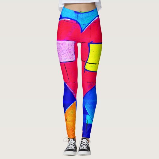 Graffiti Heart Pop Art Leggings - Bold & Vibrant (Devant)